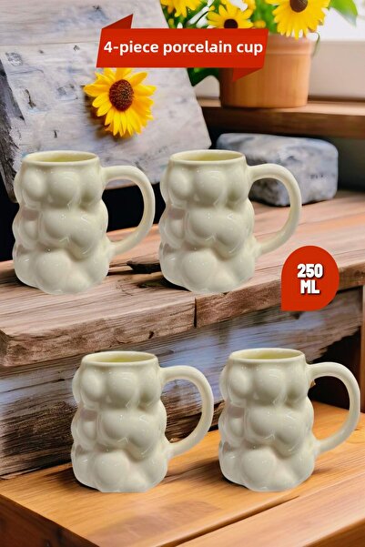 Open Home Concept كوب قهوة بورسلين مكون من 4 قطع مع تصميم كوب على شكل عنب للم...
