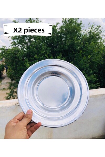 Metler طبق عشاء من الفولاذ المقاوم للصدأ مقاس 24 سم، طبق عالي الساق للاستخدام...