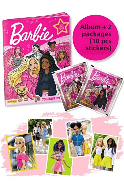 TOYFEST Албум за колекция стикери Panini Barbie - Barbie Sticker Albümü 1 плакат 2 пакета (10 стикера)