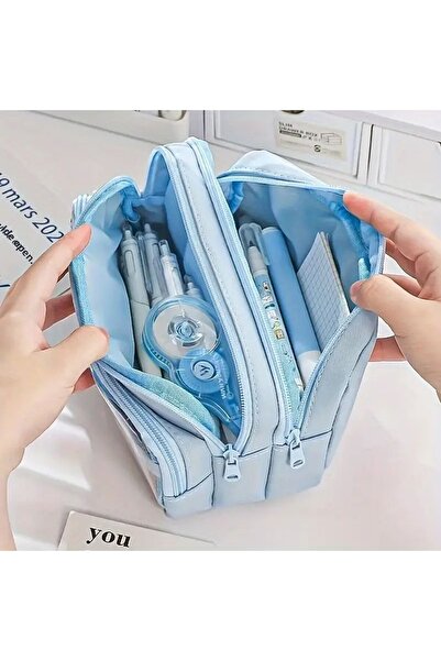 GlassySKY Large Capacity Pencil Case Pen Holder School Supplies Cosmetic Organizer