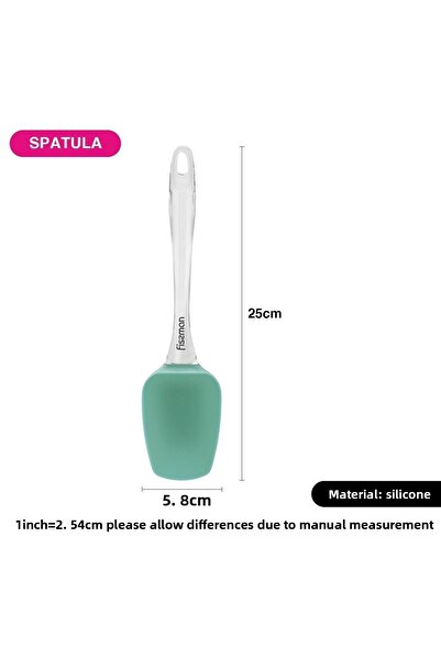 Fissman Silicone Spatula Turner, Transparent Handle High-Heat Resistant Spreading Spatula (Mint)