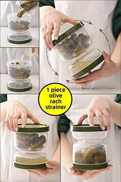 Open Home Concept حاوية تخزين الزيتون والمخللات الشفافة - مع مصفاة الساعة الر...