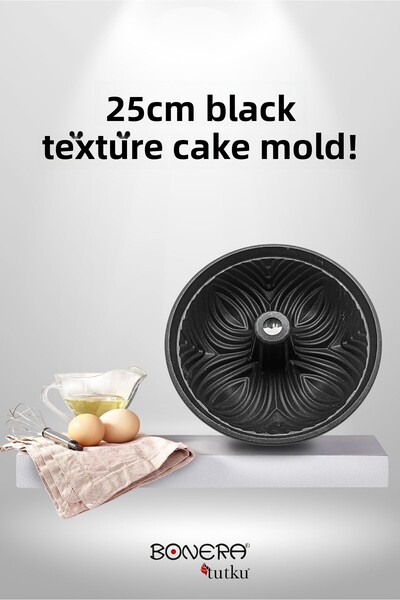 Bonera Formă pentru tort din fontă neagră cu model de 25 cm