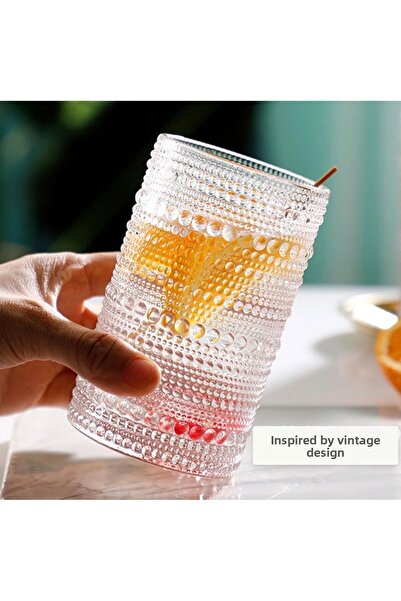 Yenigeldi 330ml Vintage Hobnail Cup - 2Pcs Antique Beads Embossed Coffeewhisky Y36