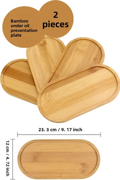 Hilamingo Home صينية تقديم وتقديم بيضاوية من الخيزران مكونة من قطعتين - صينية...