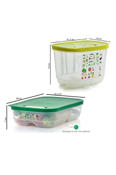 Tupperware Greenhouse Set of 2 Vegetable Fruit Storage Container 1.8 Horizontal Vertical Hsgl
