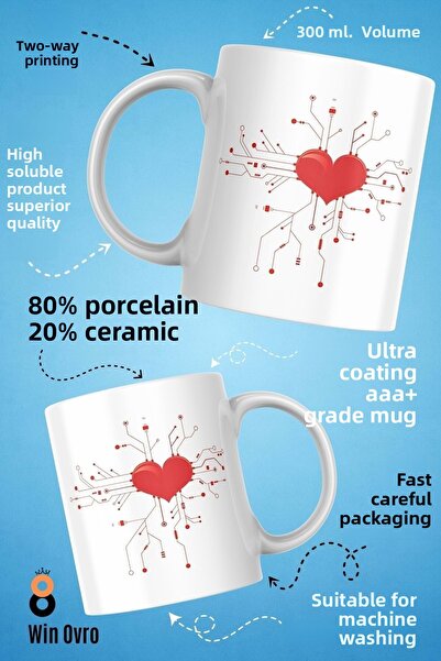 Win Ovro Premium White Porcelain Gift - One Direction Printed Mug and Cup