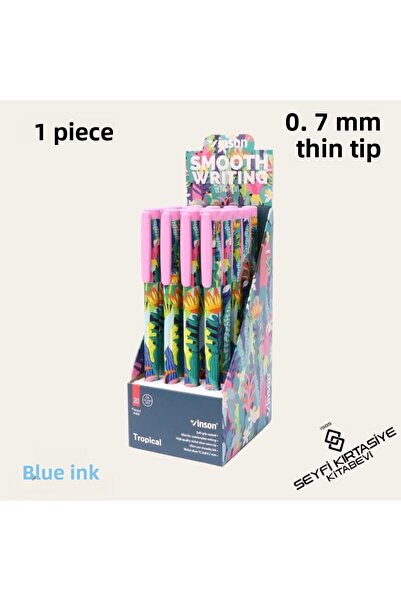 SEYFİKİRTASİYE قلم جل للجسم منقوش بحبر أزرق مقاس 0.7 مم