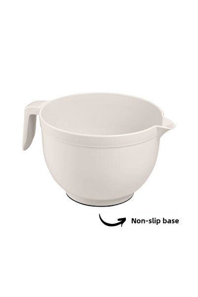 Melkan Home Mixer Bowl, Whisk Bowl, Mixer Mixing Bowl with Handle 3 Liter White Mixer Bowl