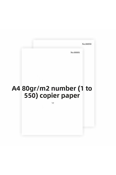 MattSa ورق نسخ A4 مرقم 1-550 مع أرقام تسلسلية (إجمالي 550 ورقة من الورق المرقم)