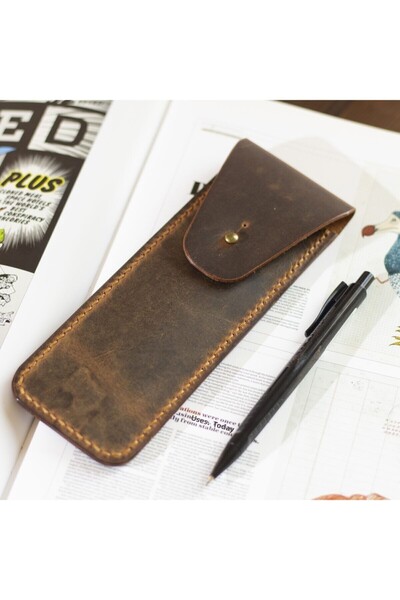 Hi Leather Puta Genuine Leather & Handmade Pencil Case Camel