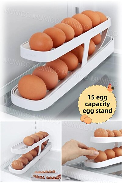 Gaggani Egg Storage Box Two Layers Automatic Swivel Shelf Stylish Design High Capacity and Space Saving