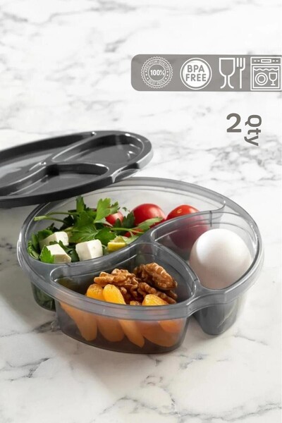 HOMENIVA 2 Pieces 3 Compartment Storage Container - Diet Storage Container Po...