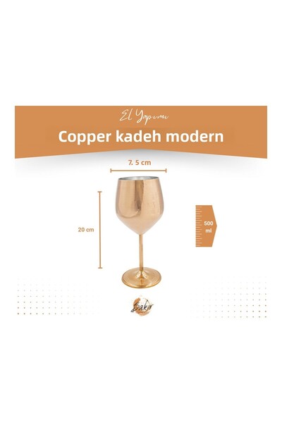 Bakır Concept Bright Copper Colored Modern Copper Goblet - Set of 2