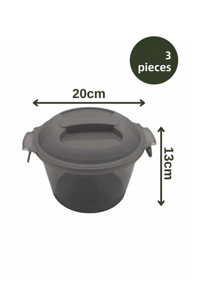 Kitchen Line 3 Pieces of Lockable Plastic Pot Storage Container with Lid