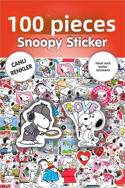 Piksel Grafik مجموعة ملصقات سنوبي أنيمي - قلم ودفتر كمبيوتر محمول وملصق زجاجة ماء 100 قطعة