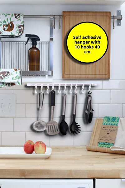 Open Home Concept Umeraș autoadeziv mobil cu 10 cârlige 40 cm