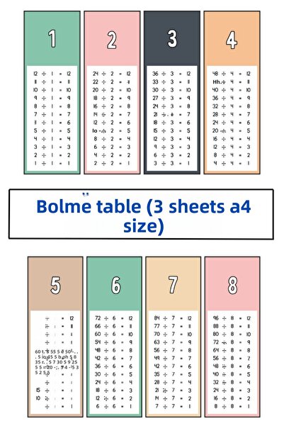 Organik Yolda الجدول المقسم، تطوير الذكاء العملي (3 أوراق مقاس A4)