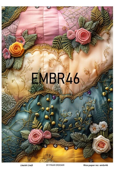 LİNEART EMBR46 - ورق تطريز بنمط الأرز مقاس 29 × 42 سم