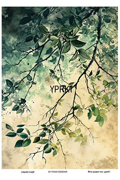 LİNEART Yprk1 Patterned Leaf Series Brass Decopage - 30X42
