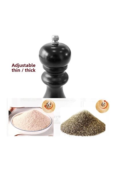 TechnoSmart Wooden Pepper Salt Mill Spice Grinder Salt Shaker - Black Color