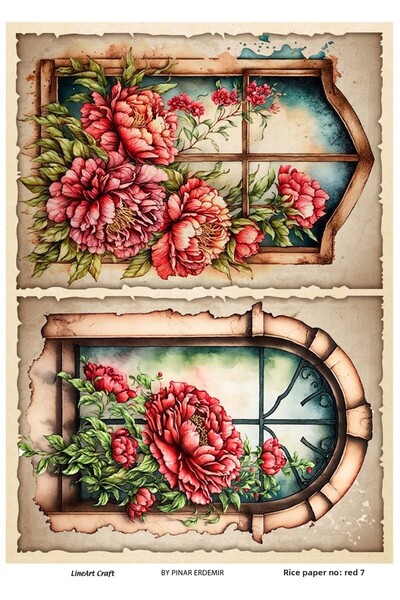 LİNEART ورق تزيين الأرز RED7 - 29x42 سم
