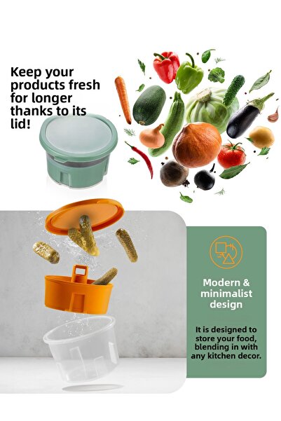 Vienev Presentation Olive Pickle Cheese Multi-Purpose Storage Container with Strainer Yellow