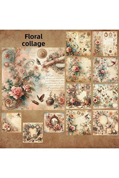 Pink Swan Craft Model floral de epocă - Set de autocolante pentru planificato...