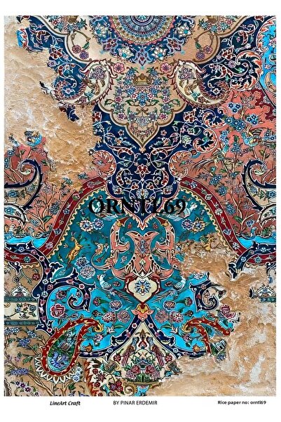 LİNEART ورق تزيين الأرز من السلسلة الشرقية مقاس 29 × 42 سم رقم: ORNTL69