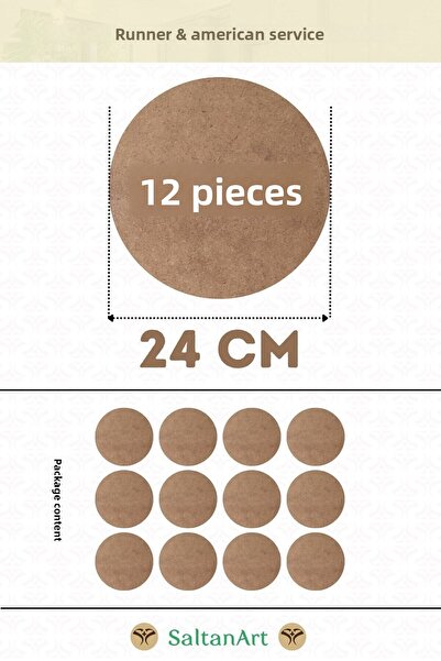 SaltanArt 24 سم قطر 12 قطعة شاحن الخدمة الأمريكية MDF Drolit تحت المغناطيس خش...