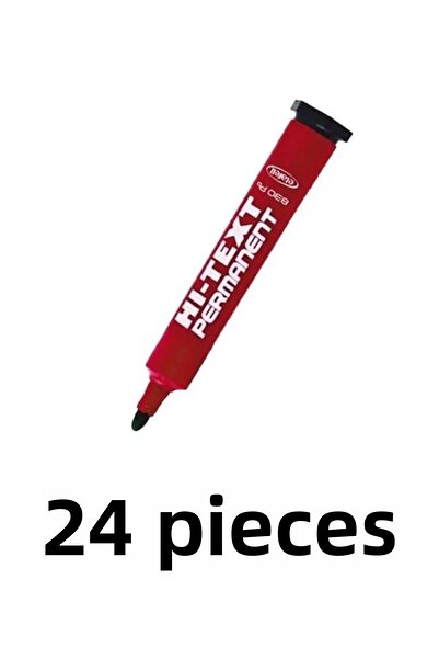 Hi-Text 24 قطعة 830pb نهاية مستديرة قلم دائم صندوق القلم الأحمر