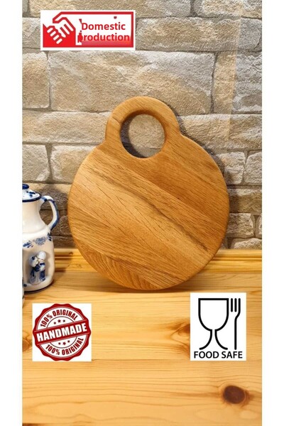 F&S WoodArt لوح تقطيع الخبز الخشبي الطبيعي للمطبخ - دائري صغير الحجم