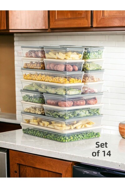 Mirilliahome مجموعة من 14 قطعة - منظم الثلاجة والفريزر وحاوية تخزين الميكروويف