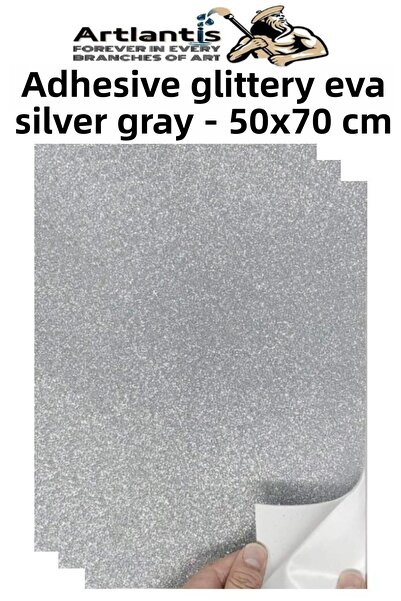 Artlantis Silver Gray Adhesive Glitter Eva 50X70 cm 3 Pieces Glitter Adhesive...