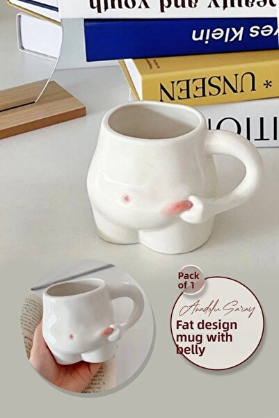 Anadolu Saray Handmade Ceramic Belly Fat Obese Design Handmade Mug Mug Cup De...