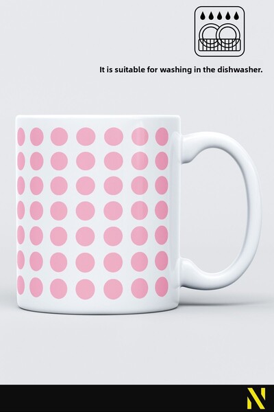 nilizma Pink Colored Dot Patterned Colorful Mug Cup – 330 ml Mug | Stylish and Durable Design