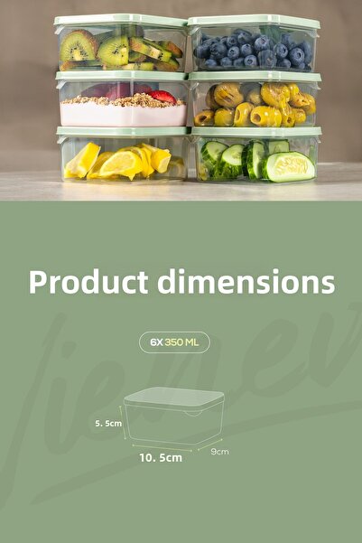 Vienev 6-Piece Refrigerator Freezer Organizer with 350 ml Capacity - Mint Suitable for Microwave and Freeze