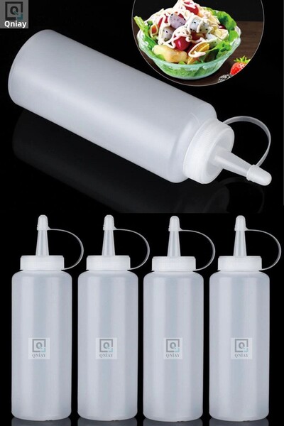 QNİAY زجاجة لوكس شيف مع غطاء صلصة السلطة (4 قطع) 700 مل زيت زيتون كاتشب مايون...