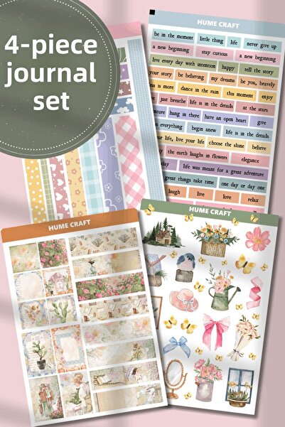 Hume Craft Set de 4 coli de autocolante vintage moi - Tematică Bullet Journal...
