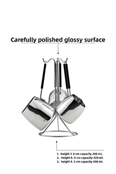 Nehir Modern 4 Piece Stainless Steel Coffee Pot Set with Stand