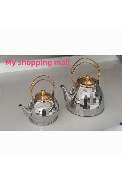 Alışverişhanem طقم إبريق شاي ومصفاة بمقبض ذهبي ألماني فاخر مكون من قطعتين