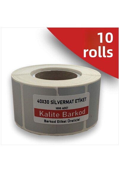 Kalite Barkod Autocolant Silvermat 40x30 |   10 role de etichete cu coduri de bare Cap de fier