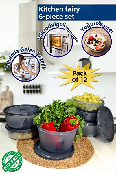 Deftion Set of 6 Vacuum Food Storage Containers - Microwave Heating Suitable