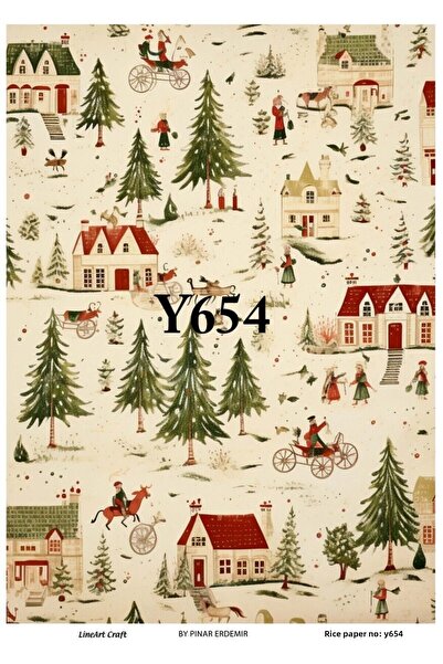 LİNEART Lineart Christmas Pattern Brass Decopage Paper No:Y654- 29X42Cm
