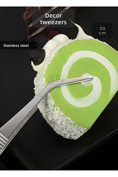 Jet's Home Stainless Decor Oblique Tip Steel Presentation Tweezers - Tongs 30 cm