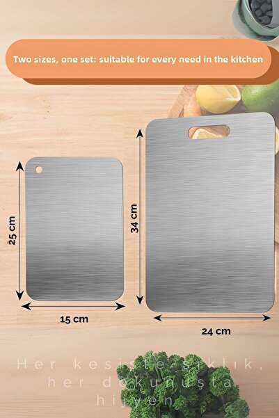 takasat Double Size Stainless Steel Cutting Board Set of 2 (24X34Cm - 15X25Cm)