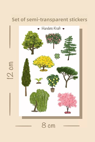 Handeto Kraft Set de autocolante semi-transparente cu copac, autocolant cu co...