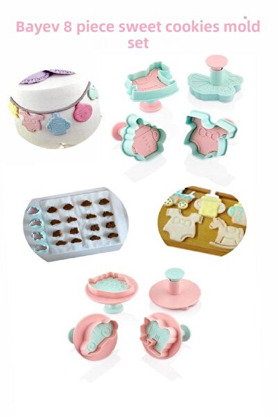 Bayev 8 Pieces 3132 3131 Push-Pull Cookie Mold Car Airplane Train Ship And Baby Car