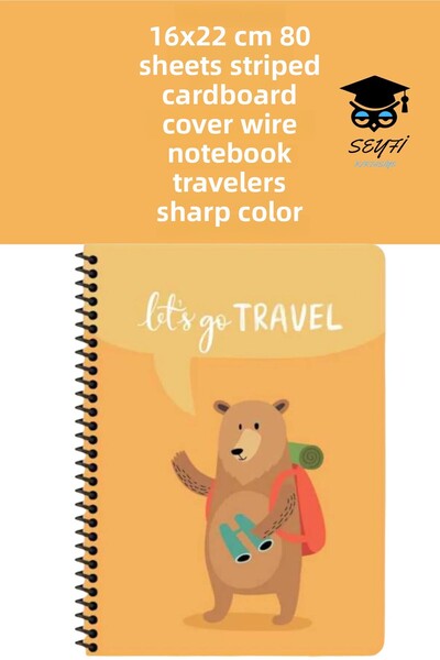 SEYFİKİRTASİYE 80 Sheets Lined 16x22 Cm Cardboard Cover - Ring Binder Notebook, Travelers Sharp Color