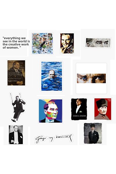 MiniPera Set de 14 autocolante imprimate cu design Ataturk